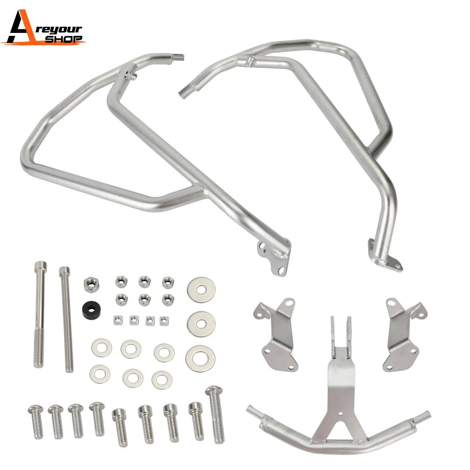 

Areyourshop Crash Bar Upper Engine Guard Steel Frame Silver For Honda Crf 1100L Adv 20+ 22