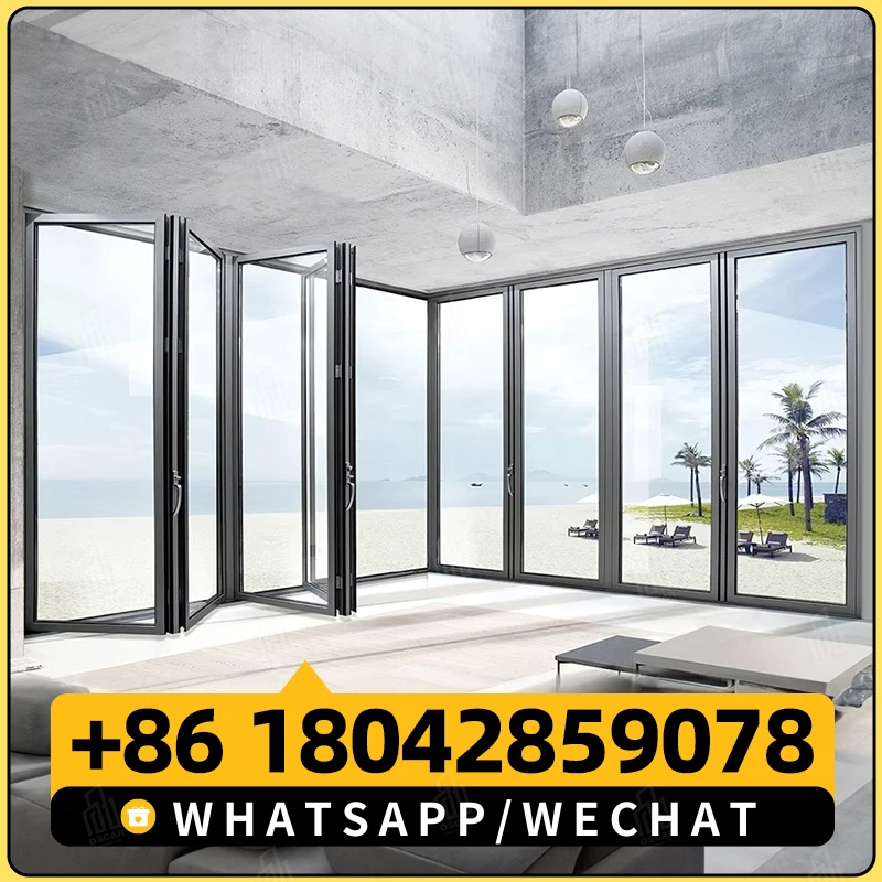 Orkaanbestendige buitenste Bi-vouwdeur Aluminium Bifold Glass Exterieur Aluminium Bi-vouwdeuren