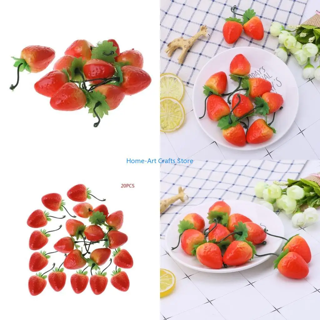 Y3NA 20pcs Simulation Artificial Strawberry Fake Fruit Home Party Decor