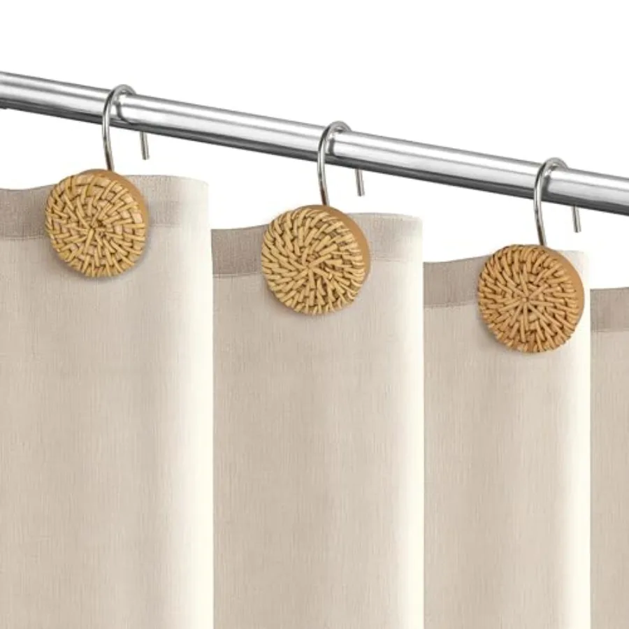 Hanrafted الروطان دش الستار السنانير Rtic بوهو حلقات الحمام الزخرفية مزرعة الحمام ديكور 12 حزمة #2