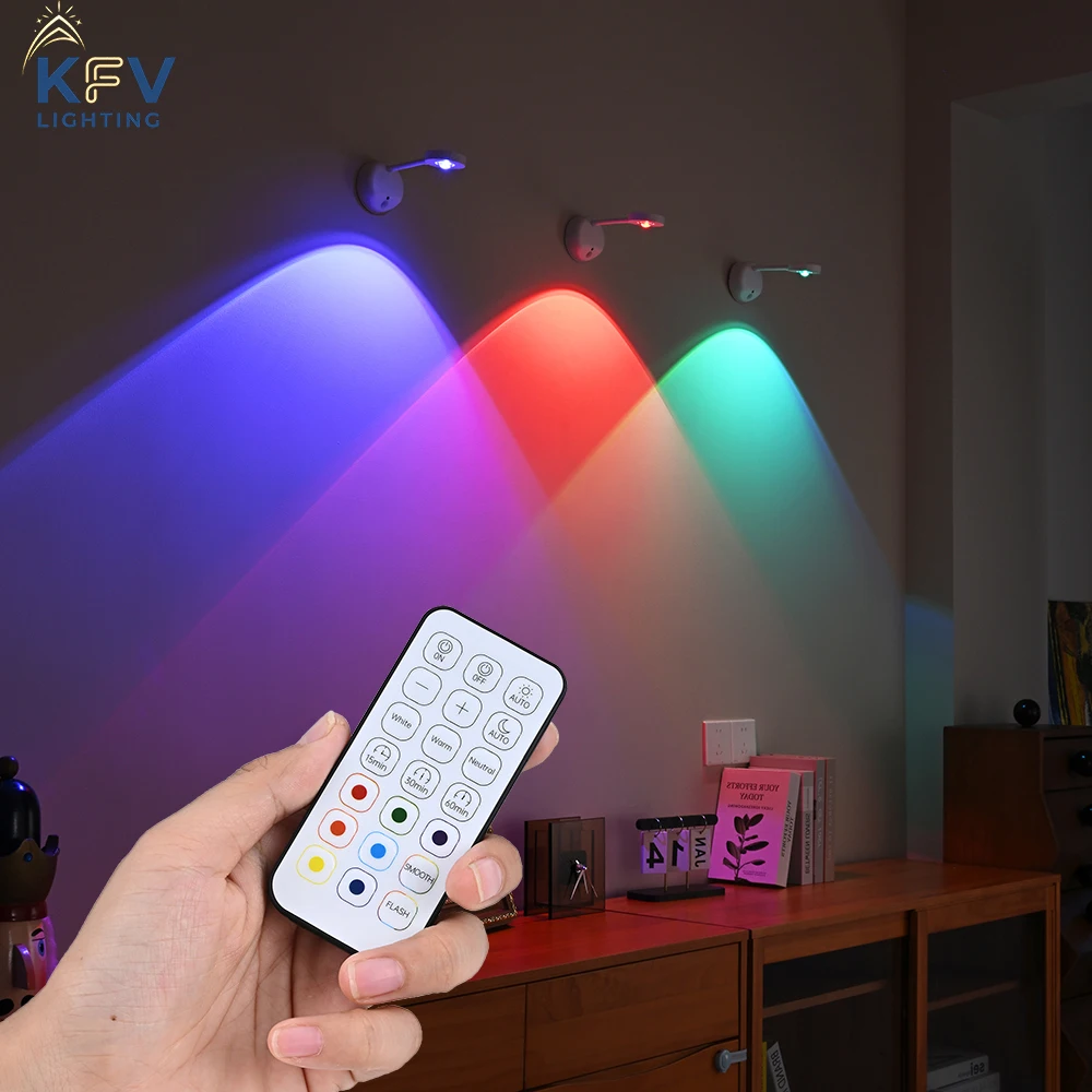Kabellose Wandleuchte Wiederaufladbare Posterleuchte Intelligente Bewegungssensor Dimmbare LED RGB Spotlight Beleuchtung Bildleuchte gartenbeleuchtung außen wandleuchte innenraum	designer lampe