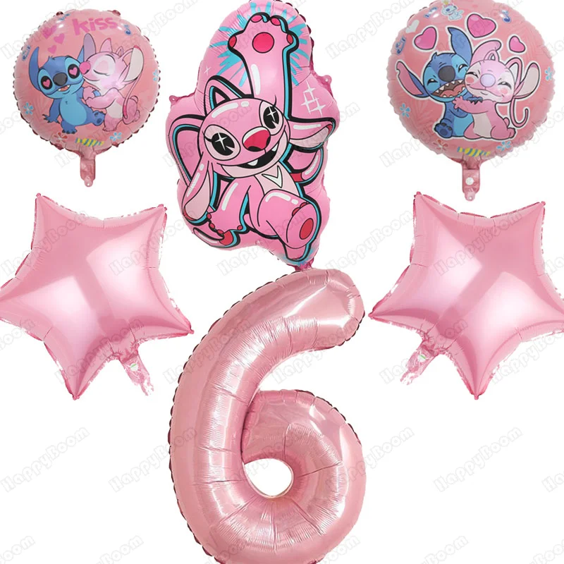 5 قطع بالونات غرزة وردية مقاس 32 بوصة مجموعة بالونات لتزيين حفلات أعياد الميلاد وهدايا الأطفال ومستلزمات الحفلات الكرتونية