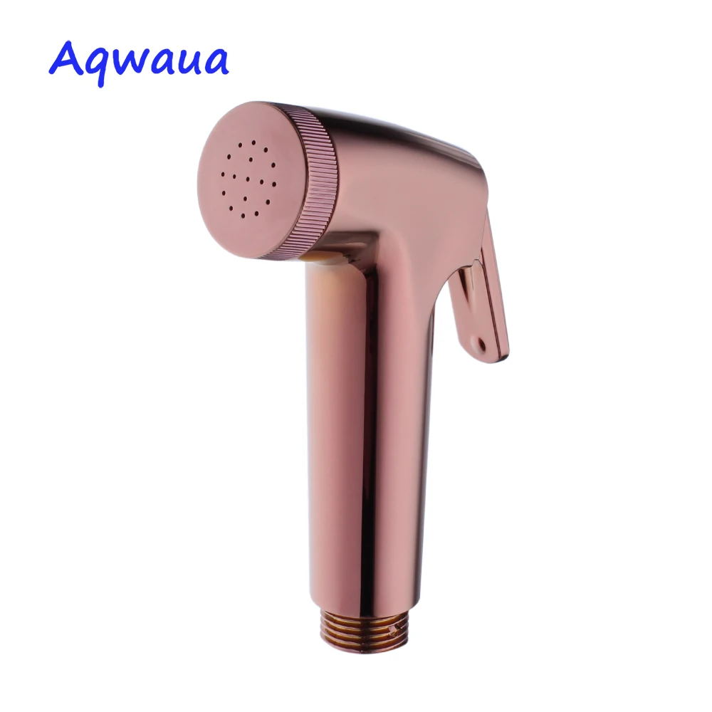 Aqwaua Golden Plated Toilet Bidet Shower Hand Sprayer Head with Shutoff Feature for Bathroom Wholesale Shower Accessories