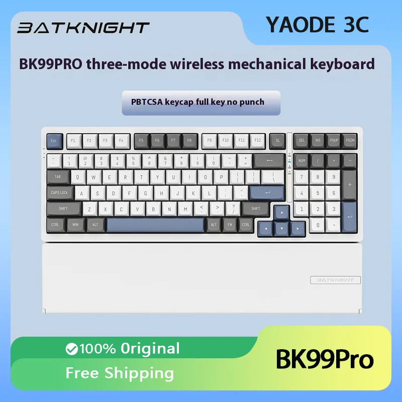 BATKNIGHT BK99pro Mechanical Keyboard Wireless Three Mode Foldable Hand Rest RGB Hot Swap PC E-sports Gaming Keyboard