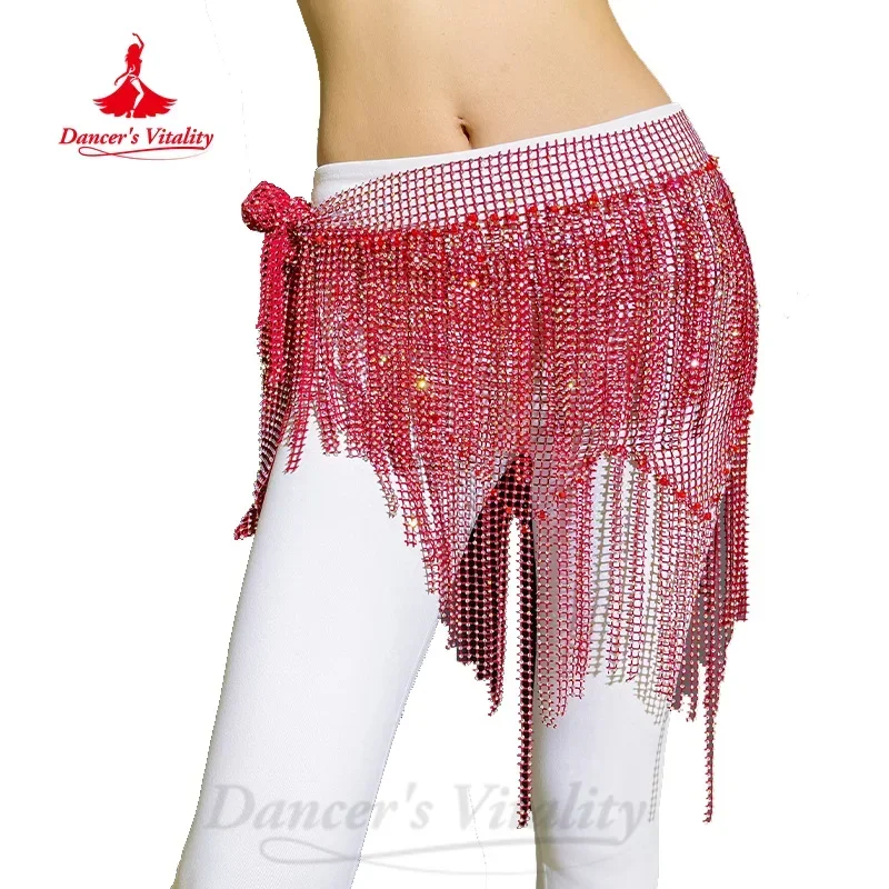 

Belly Dance Performance Belt for Women Full Diamond Tassel Triangle Hip Scarf Girl Oriental Belly Dancing Training Waist Chain