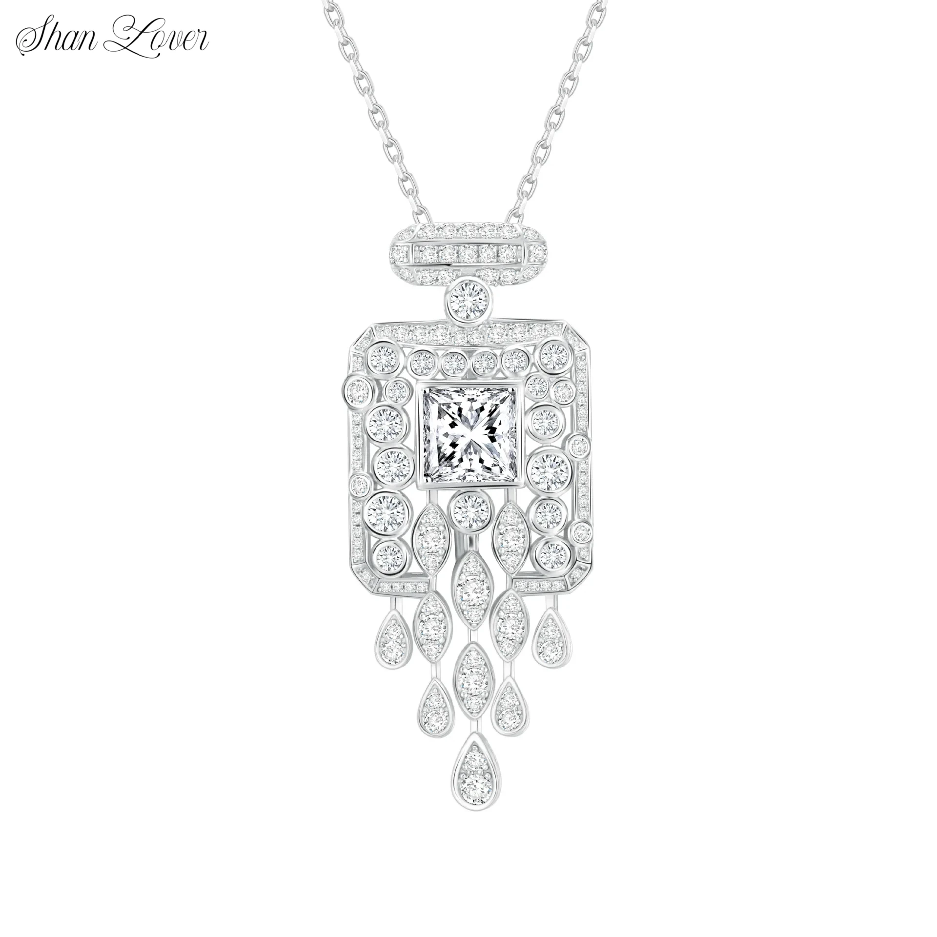 

ShanLover Brand New Arrival No.5 Perfume Design s925 925 Sterling Silver Pendants Sweater Necklace For Women Chain Necklaces
