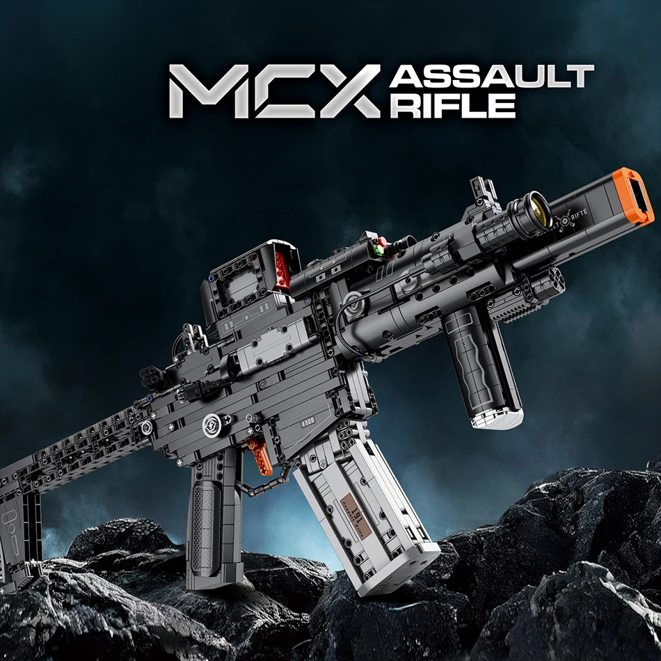 

MOC Military SIG MCX Assault Rifle Gun Model Building Blocks WW2 Army Shootable Weapons Bullets Bricks Toys for Adult Kids Gifts
