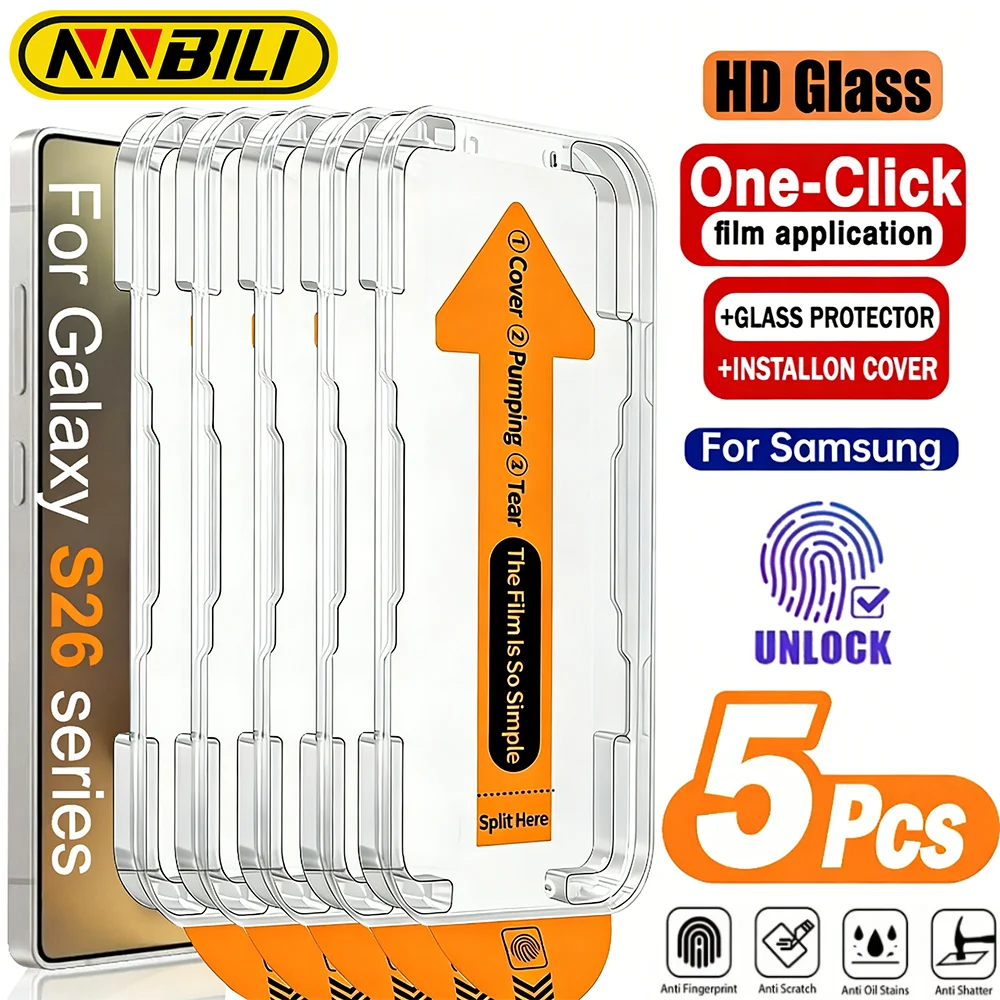 NNBILI 5 Stück Hochauflösende Vollflächige Displayschutzfolien für Samsung Galaxy S26 25Ultra Einfache Ein-Klick-Staubfreie Installation