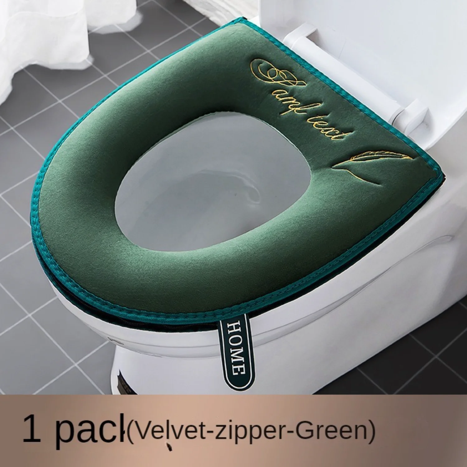 Velvet Toilet Seat Cover with Handle, Traceless & Washable Mat, Winter Soft Cushion for Comfort, Stylish Toilet Accessory