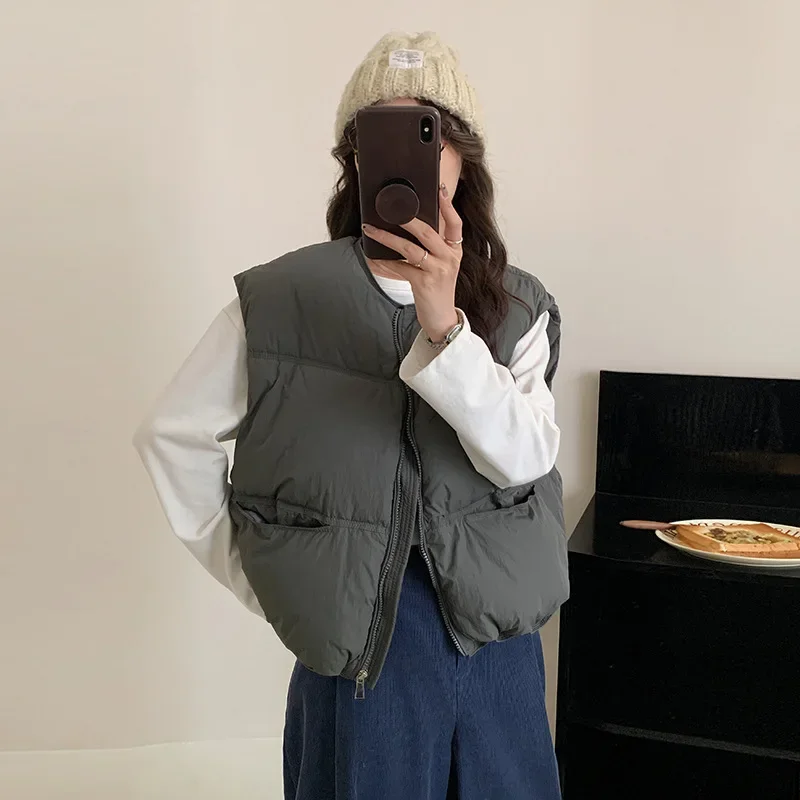 Winter Women's Down Vest Short Cross-border Women's Autumn and Winter Loose Korean Style Cotton Vest Jacket