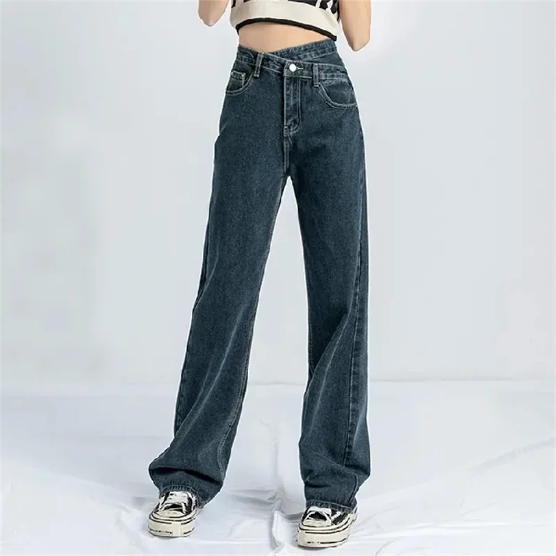 

Ретро через плечо с высокой талией для похудения, длинные брюки с прямой промежностью, женские летние хлопковые брюки