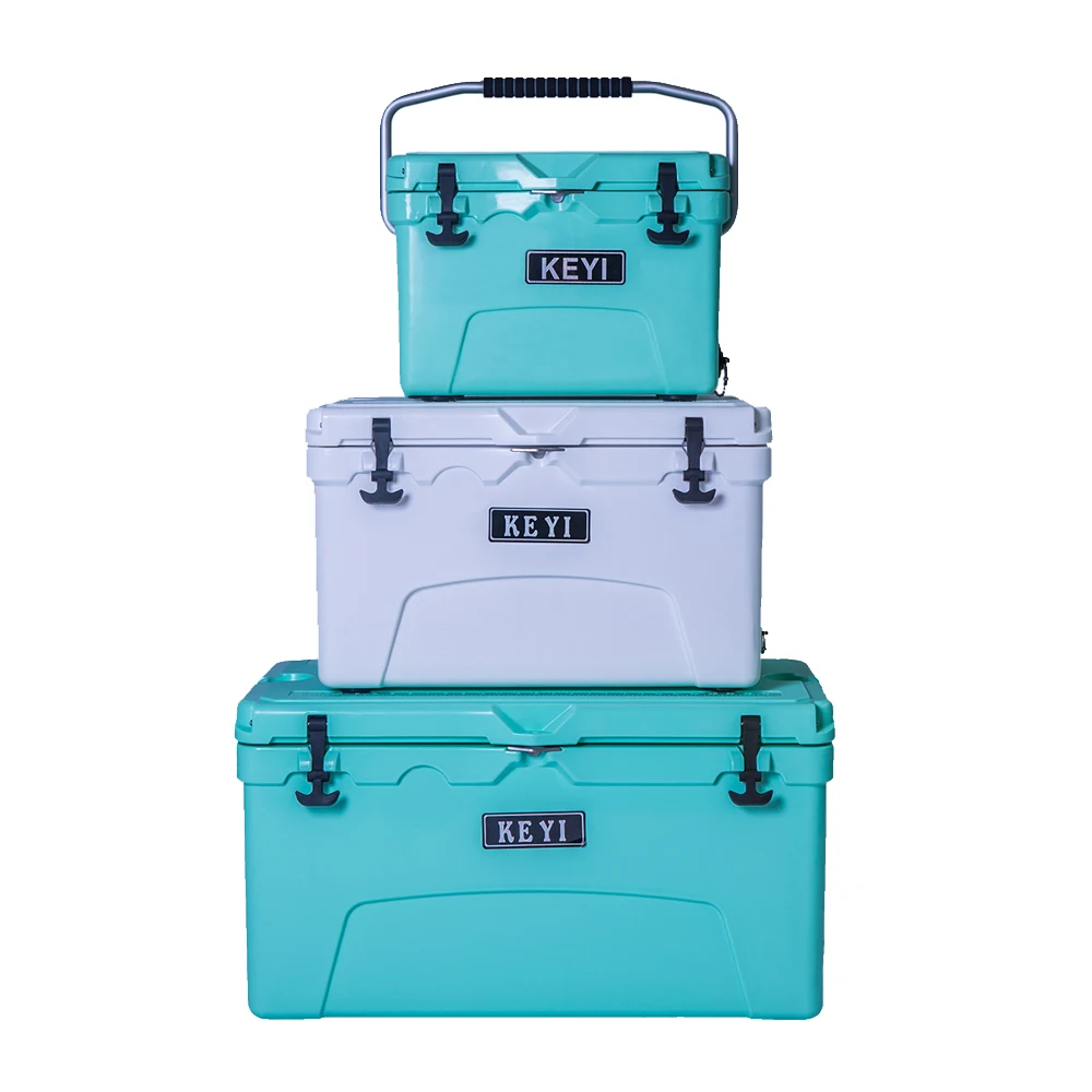 Enfriador portátil aislado para acampar, Picnic, pesca, cofre de hielo, caja enfriadora dura con mango resistente