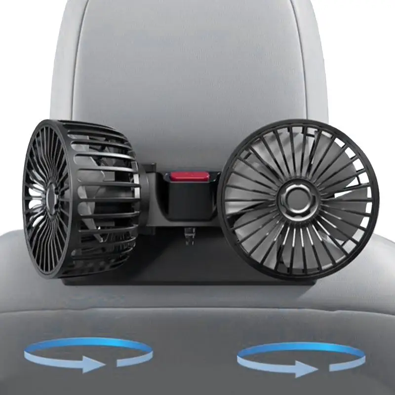 

Car Seat Back Cooling Fan 360 Degree Rotatable Dual Head Rear Seat Air Fan 3 Speeds Air Circulation Fan For SUV RV Vehicles Auto