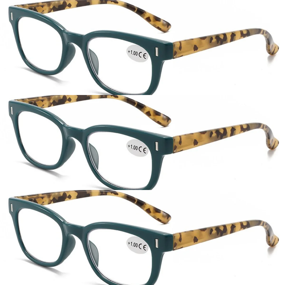 

3pcs Men Square Anti Blue Light Computer Reading Glasses Frame Elderly Presbyopia Eyeglasses Spectacles +100 to 400