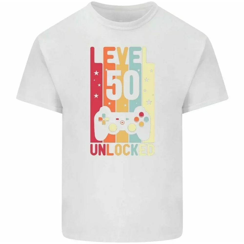 50th Birthday T-Shirt 1974 Mens Funny LEVEL UNLOCKED 50 Year Old Gaming Tee Top XS-3XL