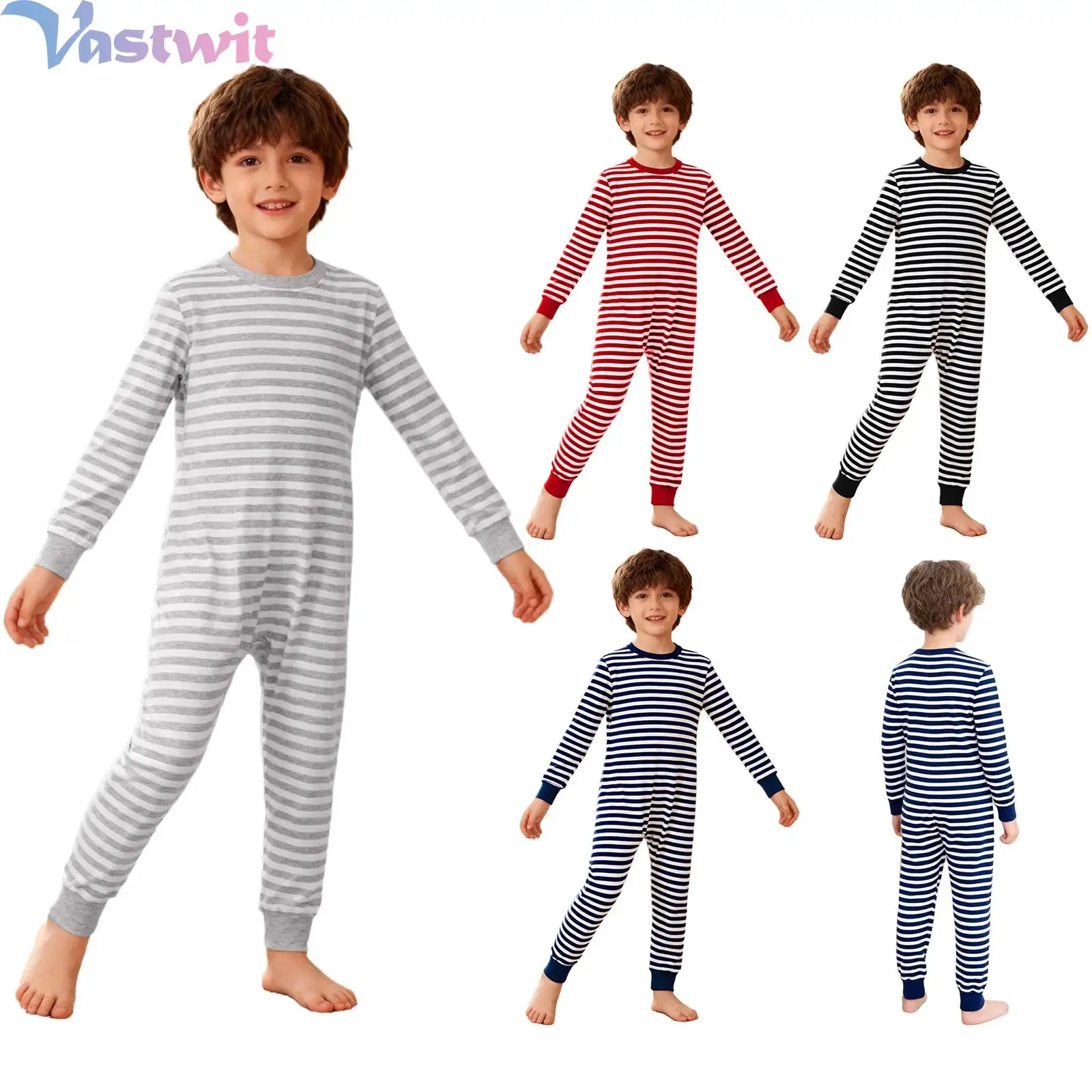 

Kids Boys Girls Special Needs Adaptive Clothing Back Invisible Zipper Striped Jumpsuit Full Length Anti-Strip Rompers Playsuits