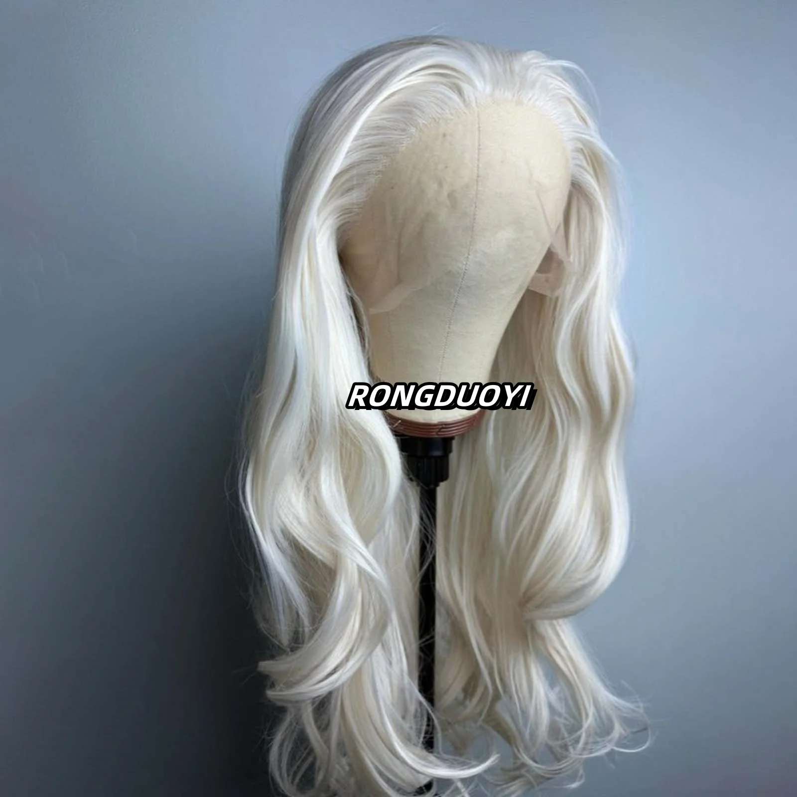 Platinum Blonde Wig Natural Wavy Synthetic Hair Lace Front Wig Long Curly Colored White Blonde Lace Frontal Wigs for Women Party