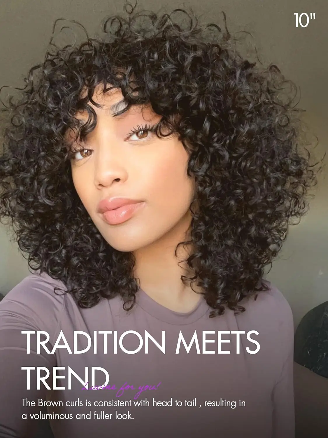 10 Inch Short Water Wave Bob Wig With Bangs Human Hair Glueless Curly For Women Put On And Go Wig