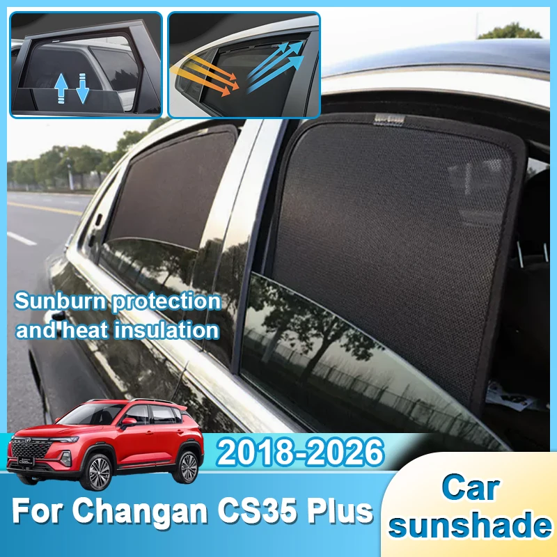 

For Changan CS35 Plus 2018~2026 2019 Mesh Sun Shade Magnetic Window Visor Sun Protection Anti-UV Auto Interior Tools Accessories