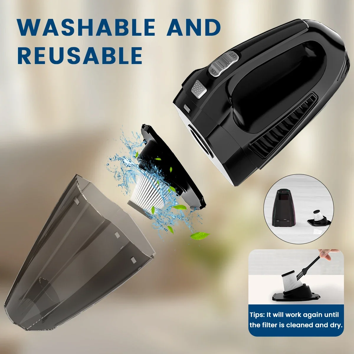 مكانس كهربائية محمولة لاسلكية قوية قابلة للشحن شفط مكنسة كهربائية محمولة باليد اكسسوارات السيارات الإلكترونية #3