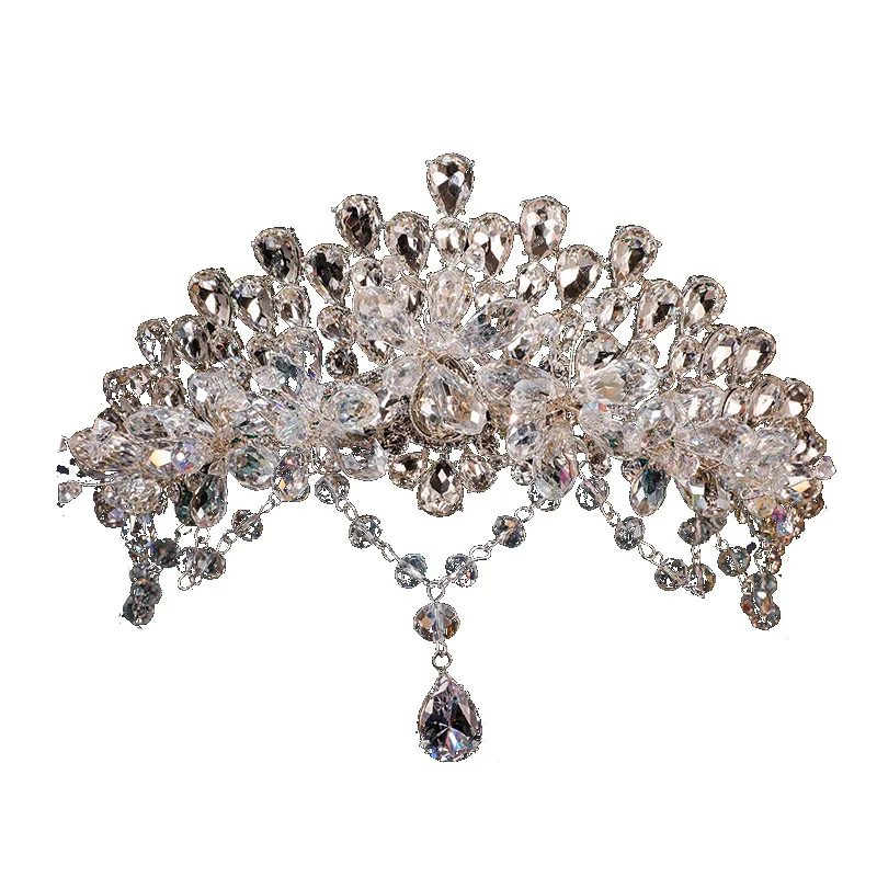 غطاء رأس الزفاف الفاخرة الفرقة الجبين سلسلة فستان الزفاف شكل تاج الزفاف غطاء الرأس خمر