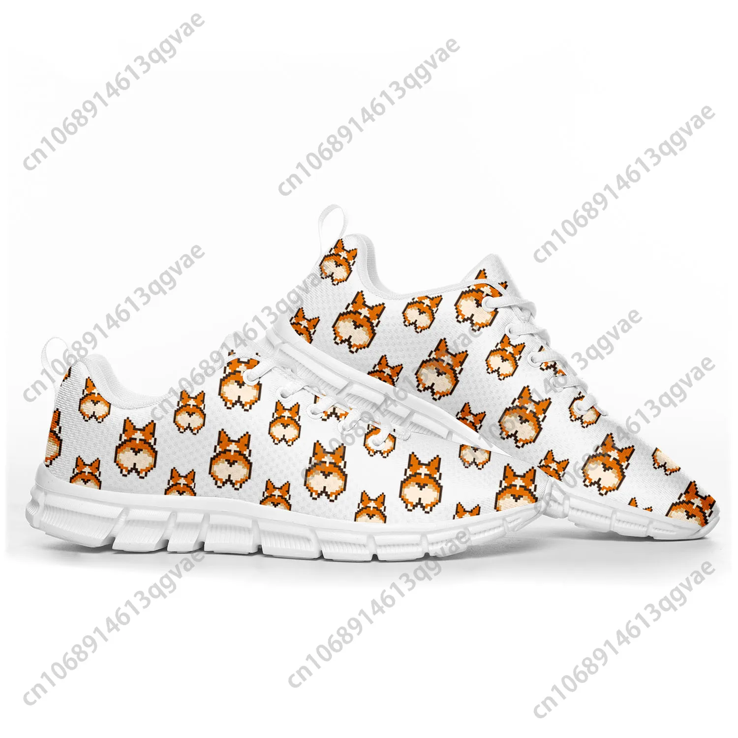 Corgi Butt Cute Cartoon Sports Shoes Mens Womens Teenager Kids Children Sneakers Casual Custom High Quality Couple Shoes White