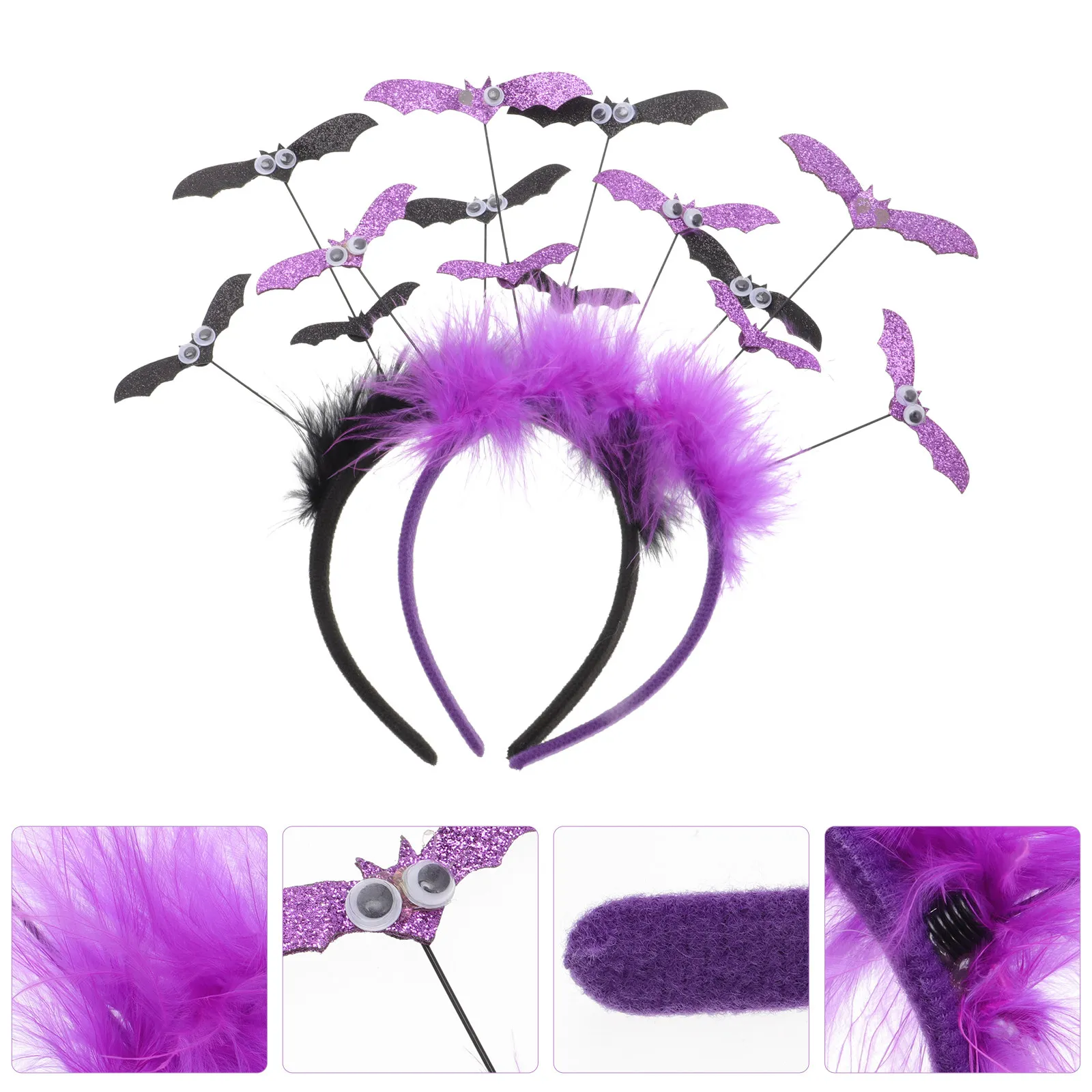 

2Pcs Halloween Bat Headband Standard Size Bat Hairband for Party Cosplay Festival Hair Accessories Headband Props