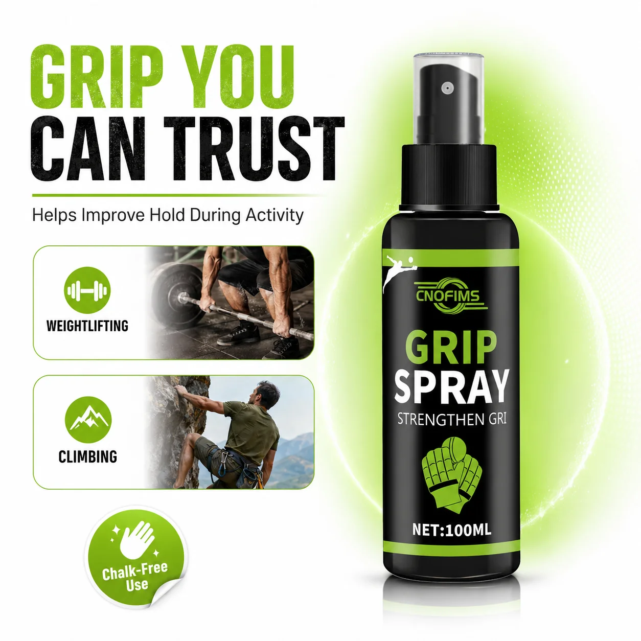 Anti Slip Grip Spray, Sweat Resistant Sports Grip Enhancer, Strengthen Hold for Fitness Training
