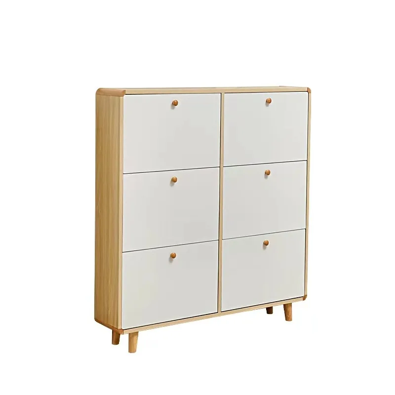 

All solid wood, tipping bucket shoe cabinet, extremely narrow, door, indoor, simple, shoe rack, entrance