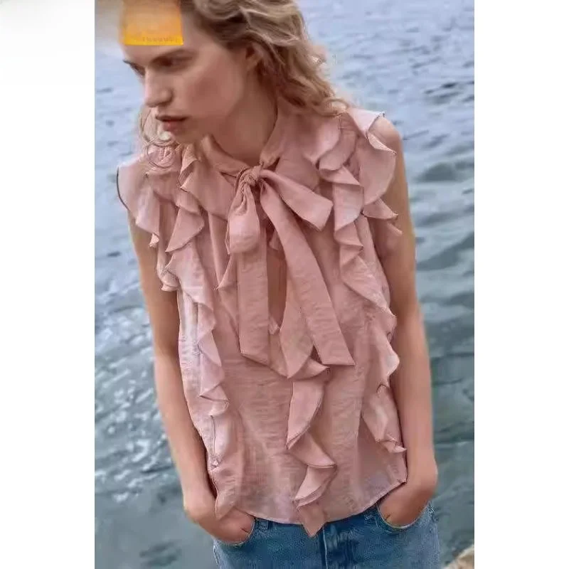 Sweet Layered Decoration Svel Casual irt New Summer Women's Faion Loose Fit Square Collar Pure Color Other Material