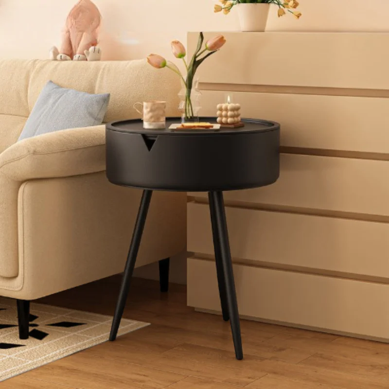 

Round Nightstand with Storage - Bedside Table for Bedroom, Small Side Table for Living Room/Balcony