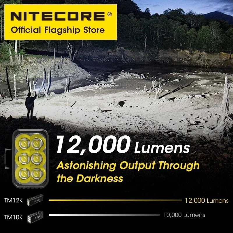 NITECORE TM12K High Power LED Flashlight 6xLED 3300LM Rechargeable Tactical Torch Light for Camping Self Defense Hiking Patrol