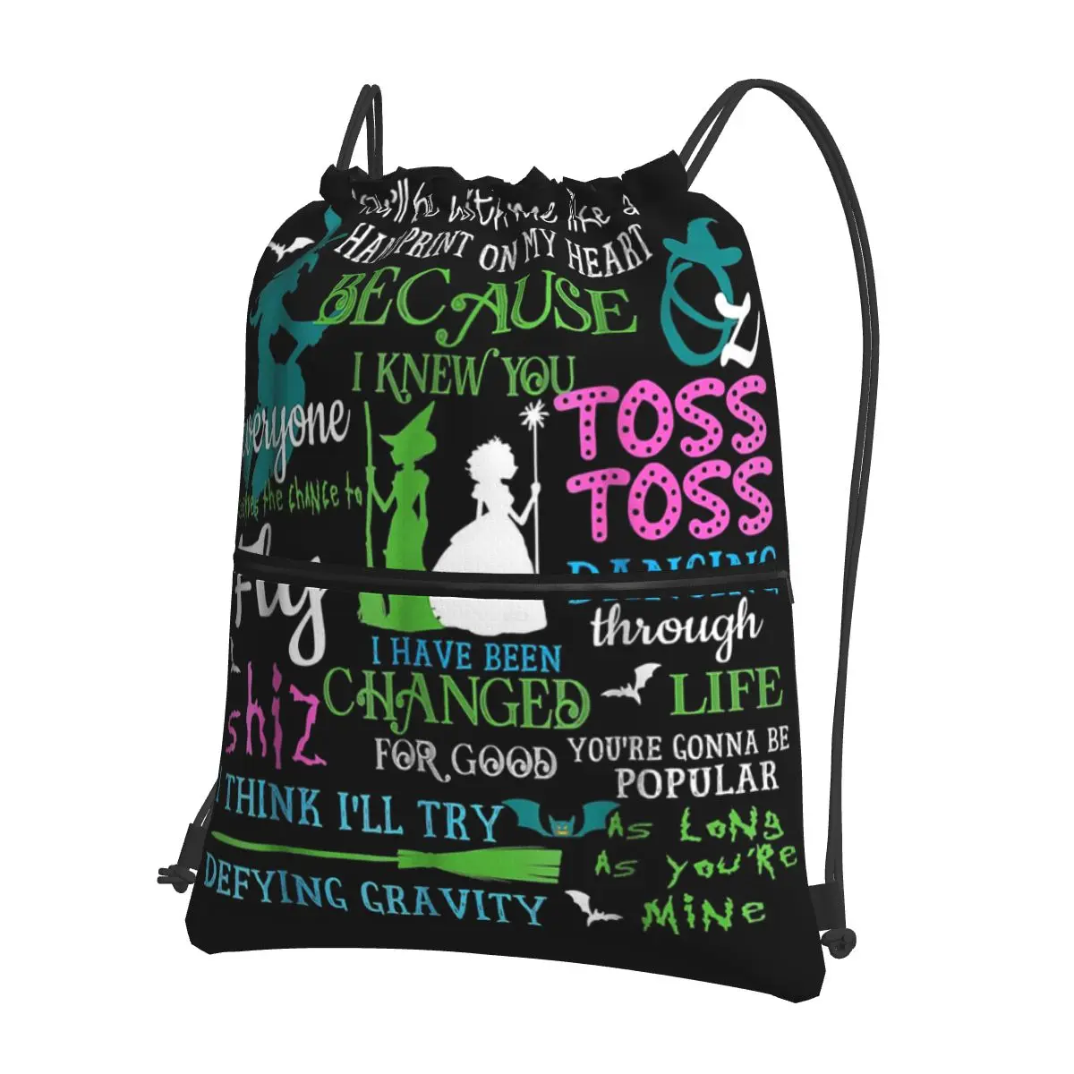 

Halloween Wicked Musical Backpacks Casual Portable Drawstring Bundle Pocket Sundries Bag Book Bags For Man Woman Students