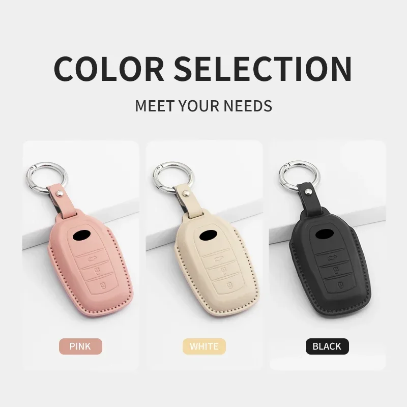 

TU Leather Car Key Case Cover Shell Holder For Toyota RAV4 Crown Hilux Fortuner Camry Land Cruiser Prado Keyless Fob Keychain