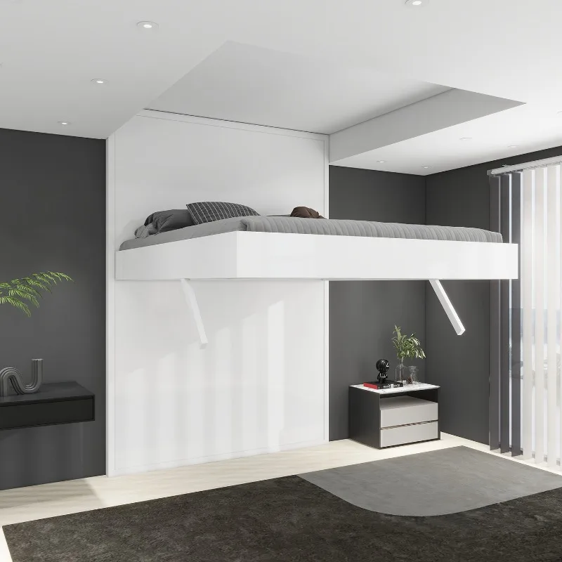 Ceiling invisible storage lift bed space saving electric manual bed