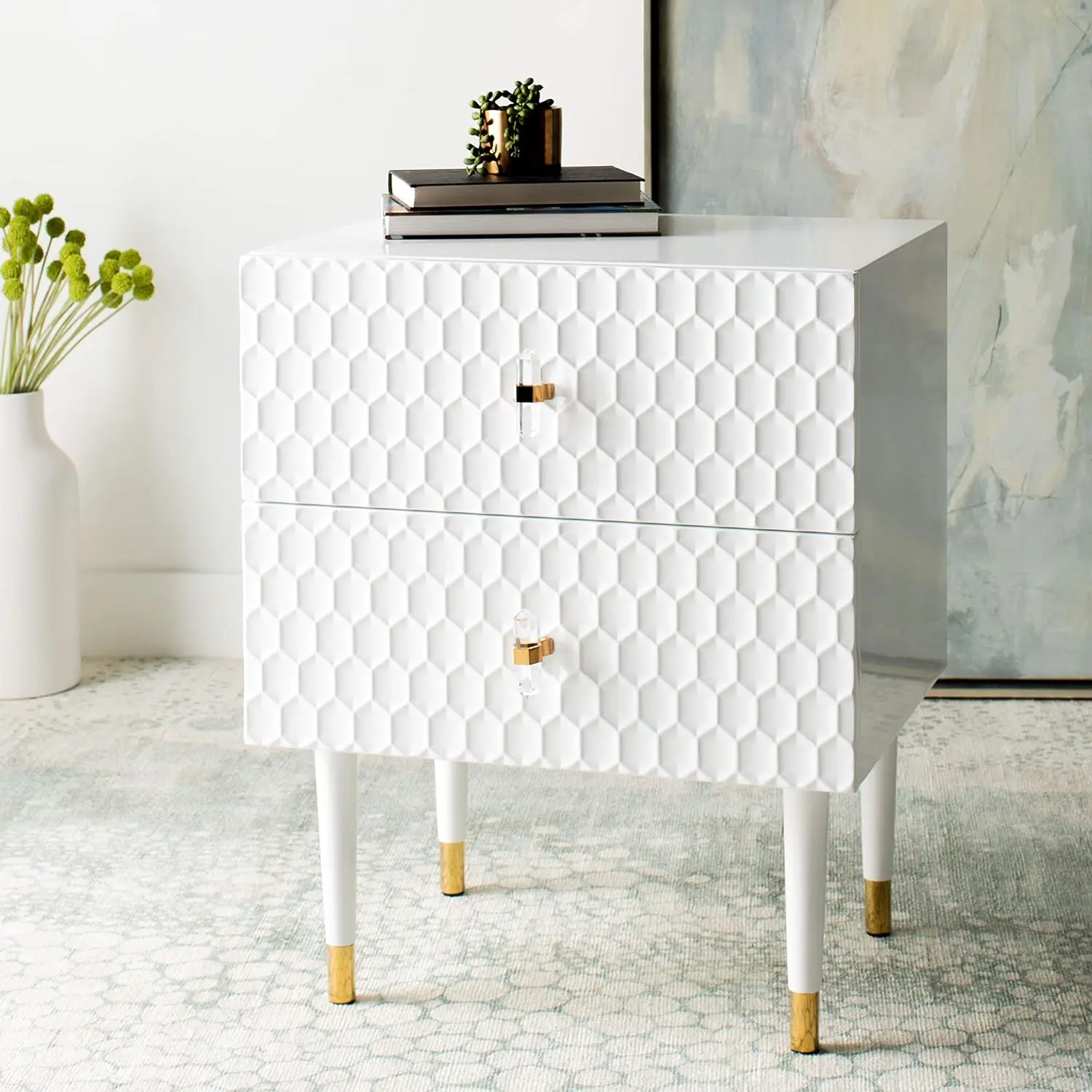 

Safavieh Couture Home Neptune Glam White and Gold 2-drawer Side Table