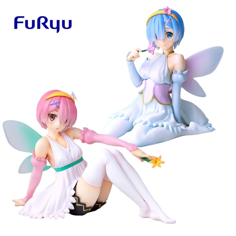 

In Stock Original FURYU Re:ZERO - Starting Life in Another World Rem Ram Flower Fairy Noodle Stopper Figures Model Doll Gifts
