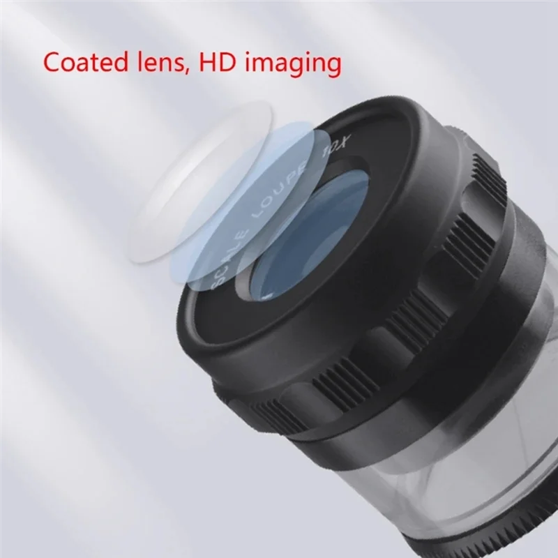 AT93-مقياس المكبر 10X أسطواني عدسة مكبرة 10X عدسة بصرية مجوهرات وتحديد قطعة أثرية