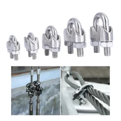1/4/10PC Silver A2 Stainless Steel U-Bolt Type Wire Rope Clip M2 M3 M4 M5 M6 M8 M10 M12mm Clamp Bolt Household Hardware Working