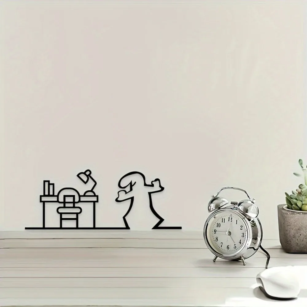 CIFBUY Iron Wall Art,2D Flat Laser Cut Minimalist Line Art Metal Hanging Sculpture,Rustproof Powder‑Coated Wall Decor