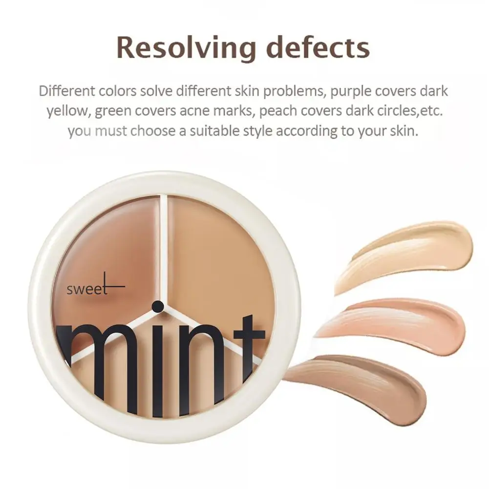 Tri-Color Concealer Palet Hydrateren Langdurige Cover Donkere Kringen Acne Poriën Crème Arcering Markeerstift Gezicht Make-Up Cometics