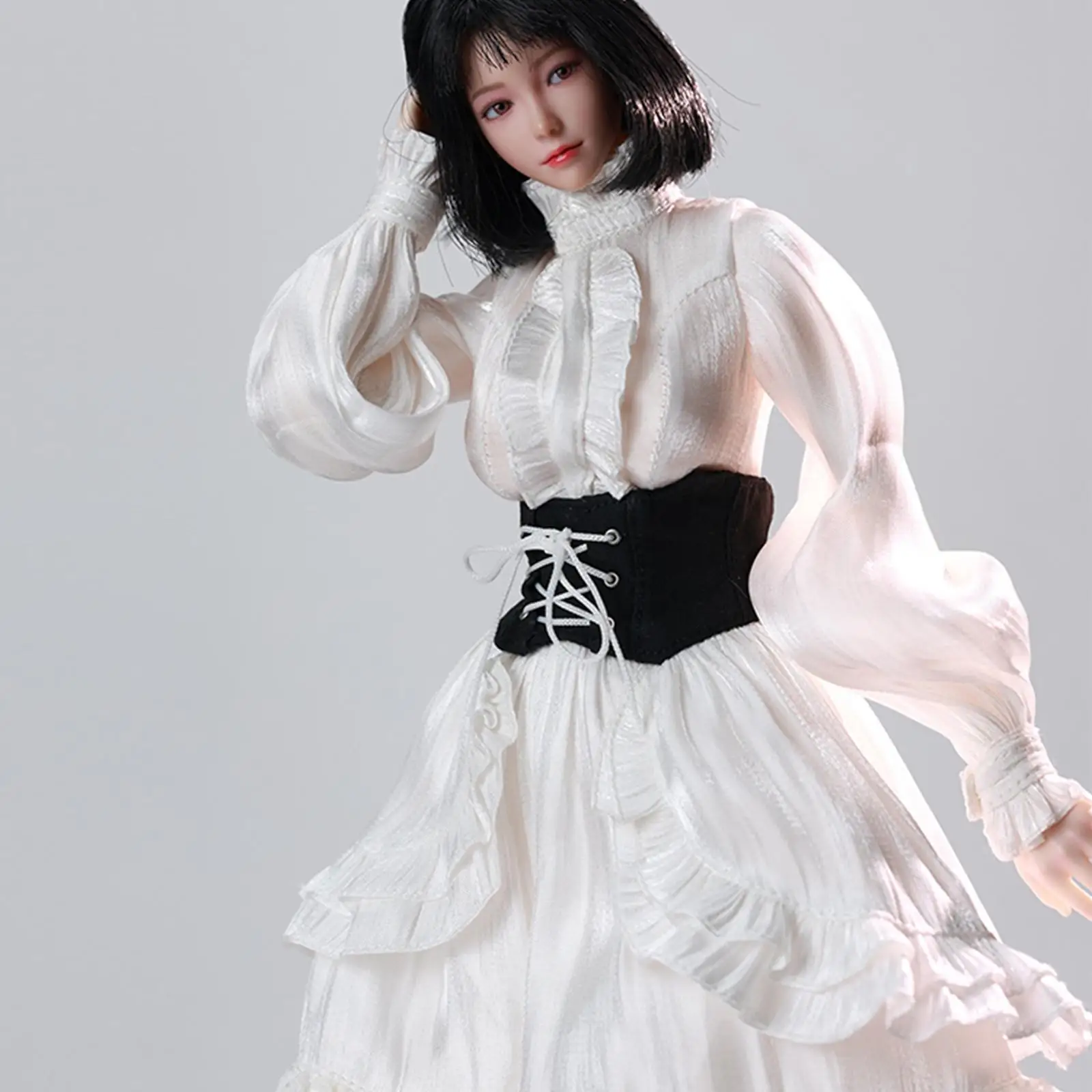 

1/6 Female Action Figure Clothing Gothic Long Dress Miniature Gown Premium Polyester Costume for Display and Props