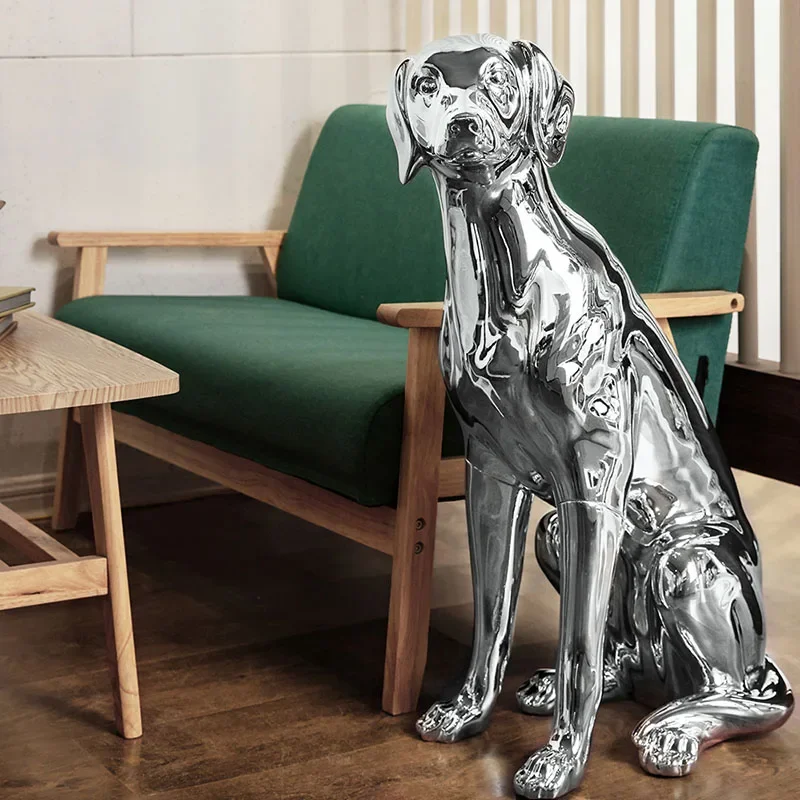 Living Room Decoration Home Decor Labrador Dog Sculpture Electroplating Large Animal Statues Sculpture Holiday Gift Resin Statue