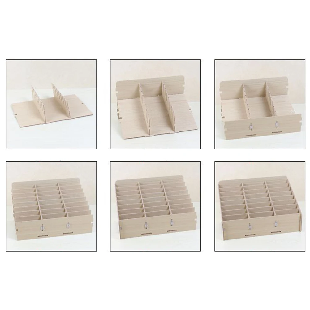 

Wooden Mobile Phone Management Storage Box Creative Desktop Office Meeting Finishing Grid Multi Cell Phone Rack Shop Display( ,