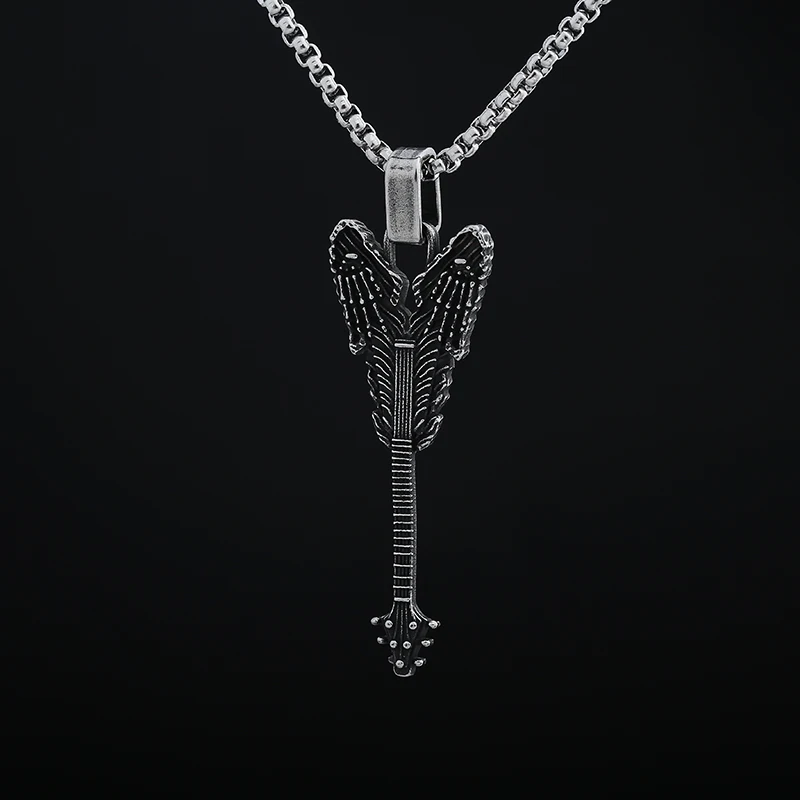 قلادة بحلية من الفولاذ المقاوم للصدأ 316L ، حظ جيد ، روك ، شلك ، كازينو ، إكسسوار ، موضة ، جديد ، طوق جيتار