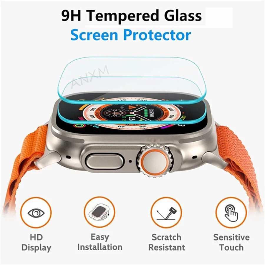 2Pcs Tempered Glass Film For Apple Watch Ultra 2 49mm With Alignment Tool Screen Protector for Watch Ultra 49mm Easy Install Kit