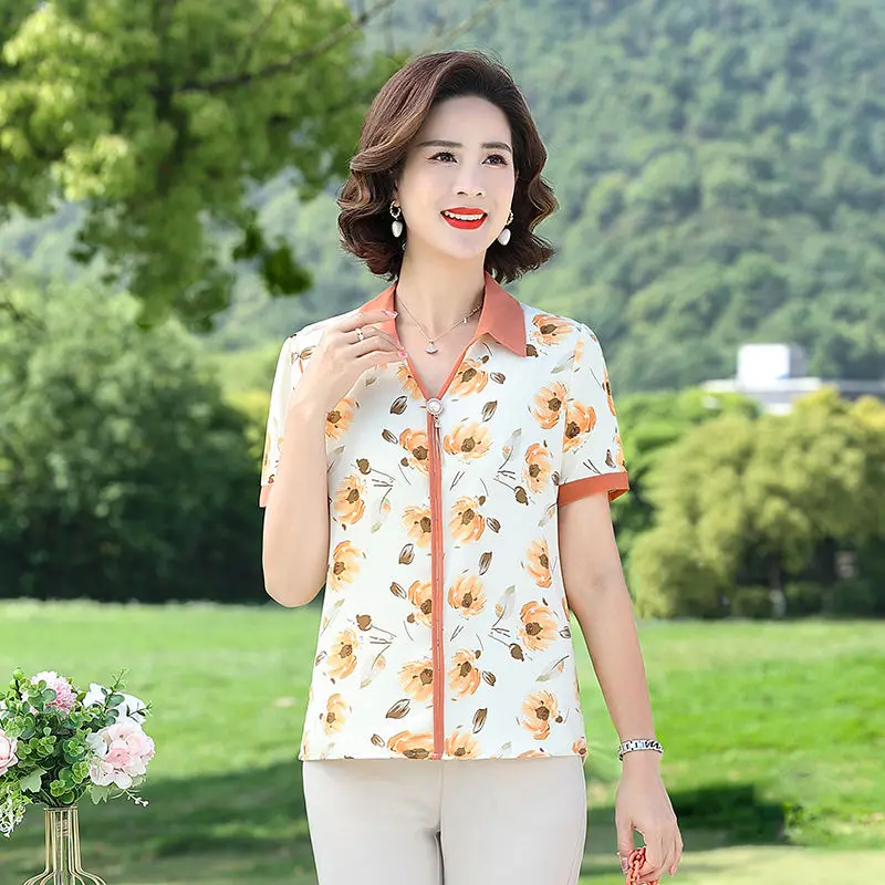 Summer Fashion Lapel T-shirt New Women's Fashionable Short-sleeved Top