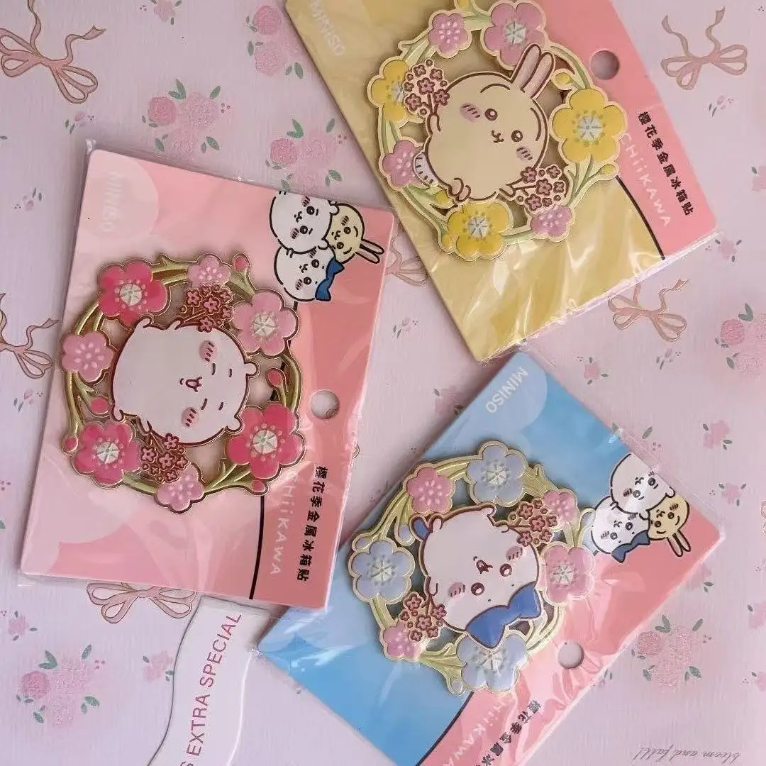 جديد Chiikawa أنيمي الكرتون Usagi المحيطة زهر الكرز الموسم المعادن المغناطيسي الثلاجة ملصق جمال عالية لطيف هدية #4