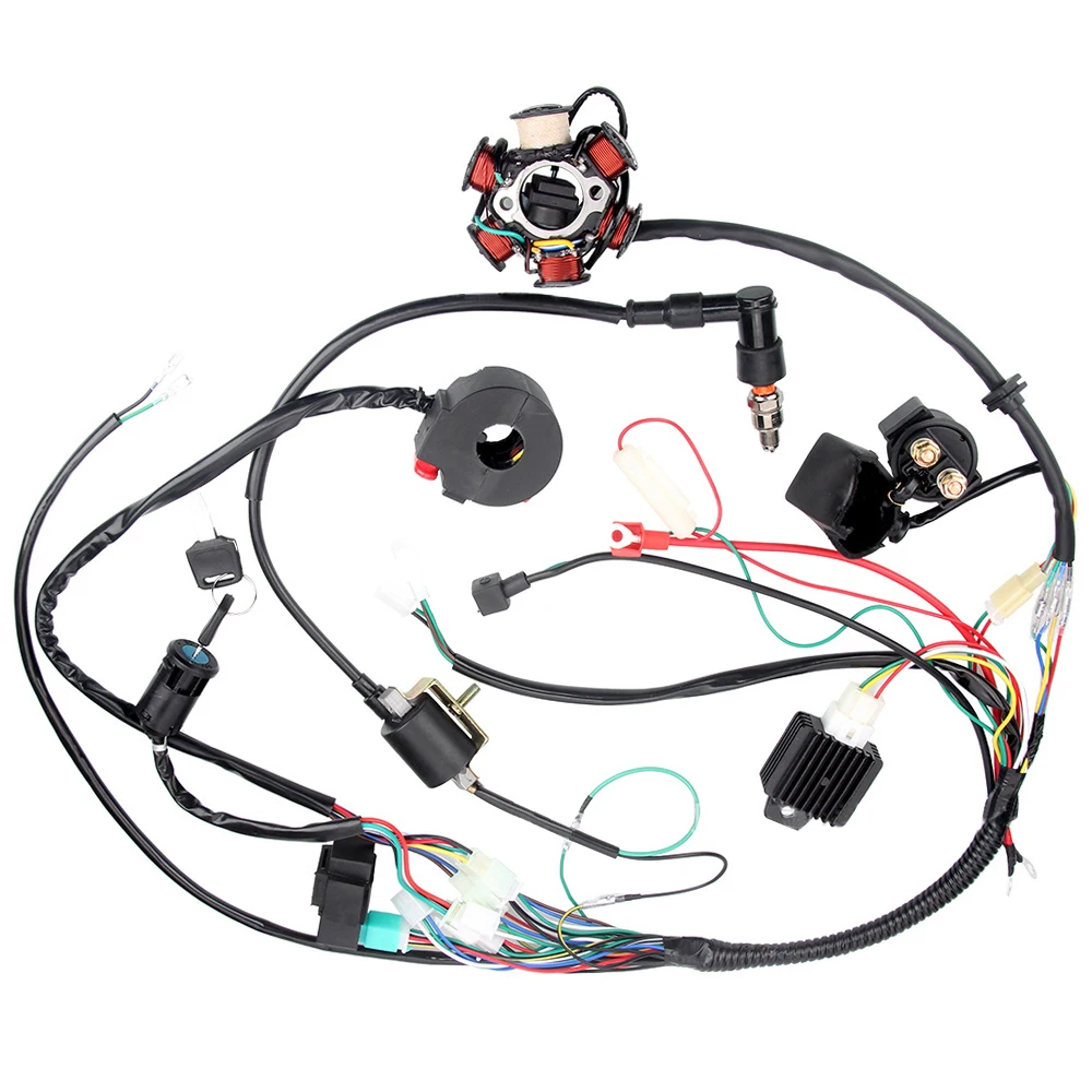 Complete Electrics Wiring Harness Loom CDI Coil for 50cc 70cc 90cc 110cc 125cc Motorcycle ATV Quad Pit Bike Buggy Go Kart