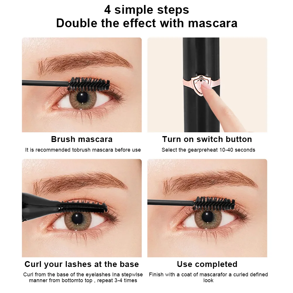 Heated Eyelash Curler USB Rechargeable Portable Eyelash Curler 2 Heating Modes Long Lasting for Quick Natural Curling Eye Lashes